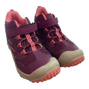 Merrell Mid Leather Hiking Boots Size 3M Waterproof Shoes Purple Pink Adjustable
